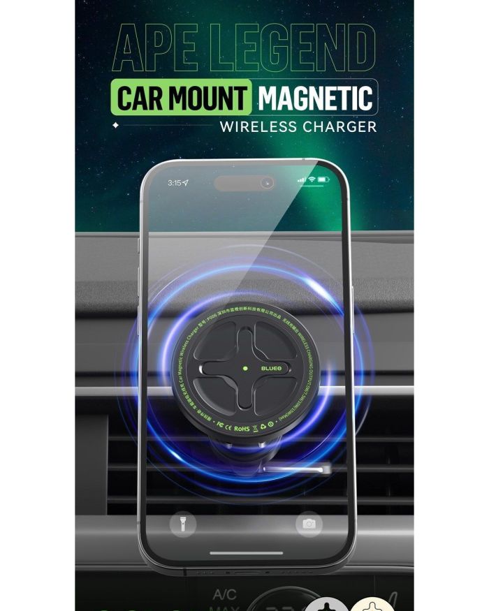 Ape Legend Magsafe Uyumlu 15w Kablosuz Hızlı Şarj Cihazı Özellikli Araç Içi Telefon Tutucu